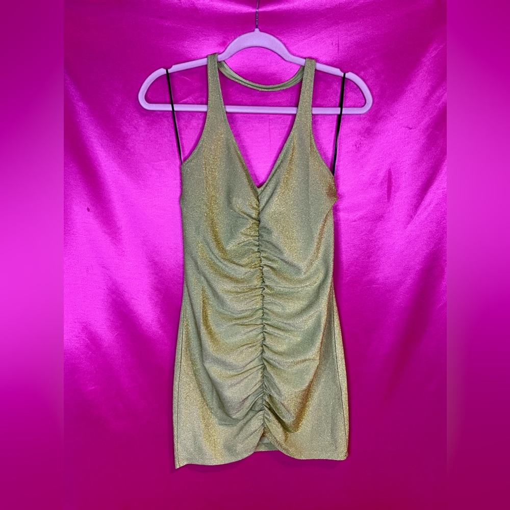 Green Backless Sparkle Halter Mini Dress